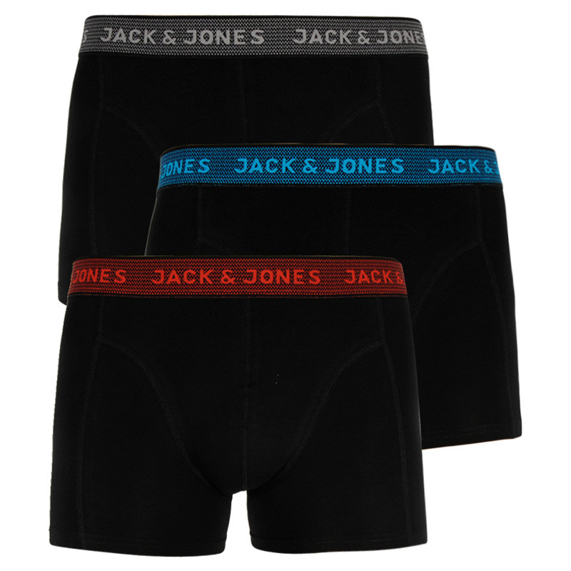 3PACK pánské boxerky Jack and Jones černé (12127816 - asphalt) S