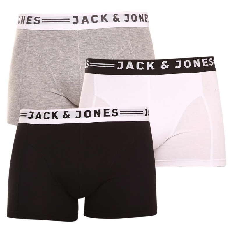 3PACK pánské boxerky Jack and Jones vícebarevné (12081832 - light grey) S, trenky / trenýrky