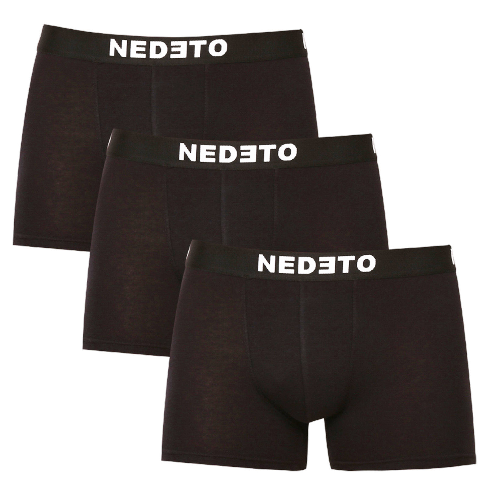 3PACK pánské boxerky Nedeto černé (3NDTB001-brand) S, trenky / trenýrky