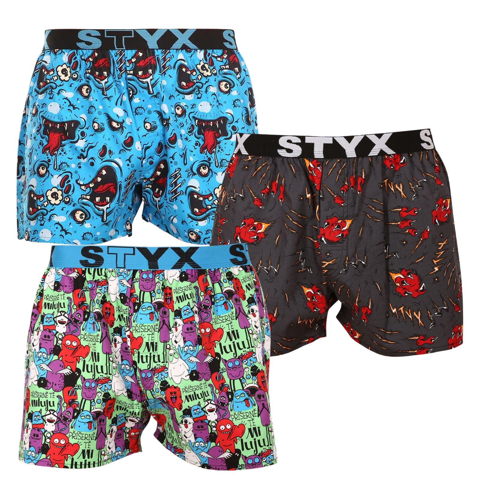 3PACK pánské trenky Styx art sportovní guma vícebarevné (3B14125) XXL, trenýrky