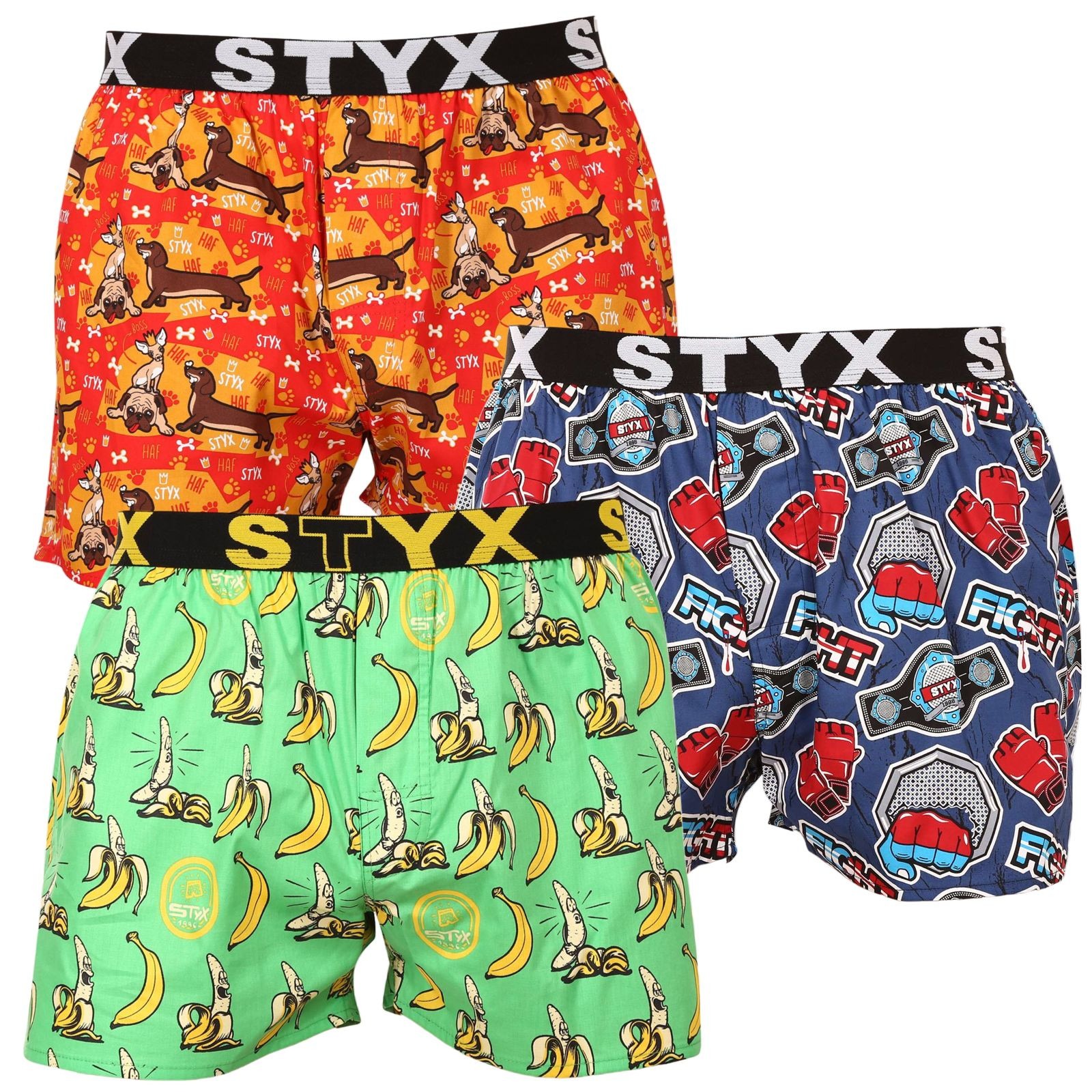 3PACK pánské trenky Styx art sportovní guma vícebarevné (3B13946) XXL, trenýrky