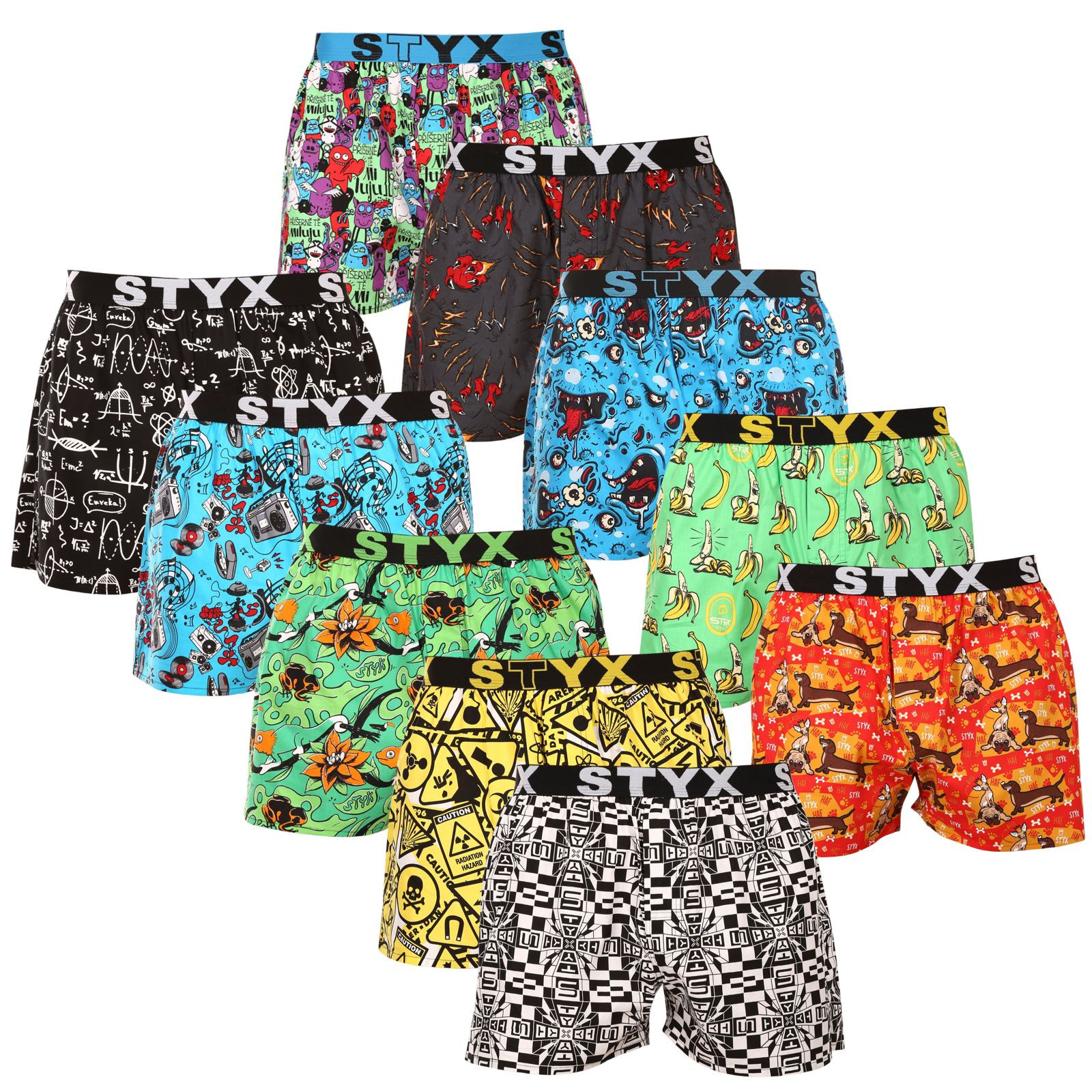 10PACK pánské trenky Styx art sportovní guma vícebarevné (10B130915245782) XXL, trenýrky