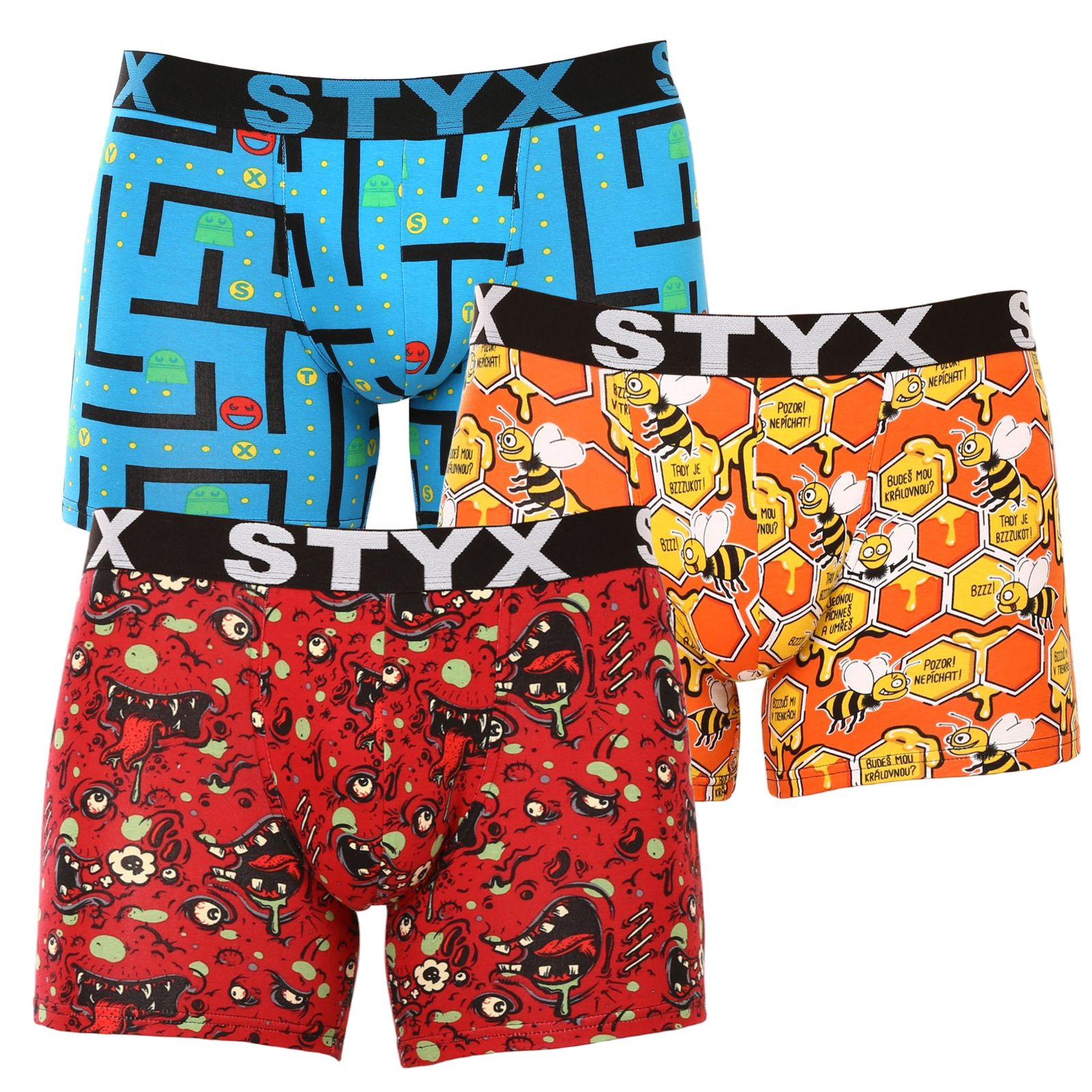 3PACK pánské boxerky Styx long art sportovní guma vícebarevné (3U12914) XL, trenky / trenýrky