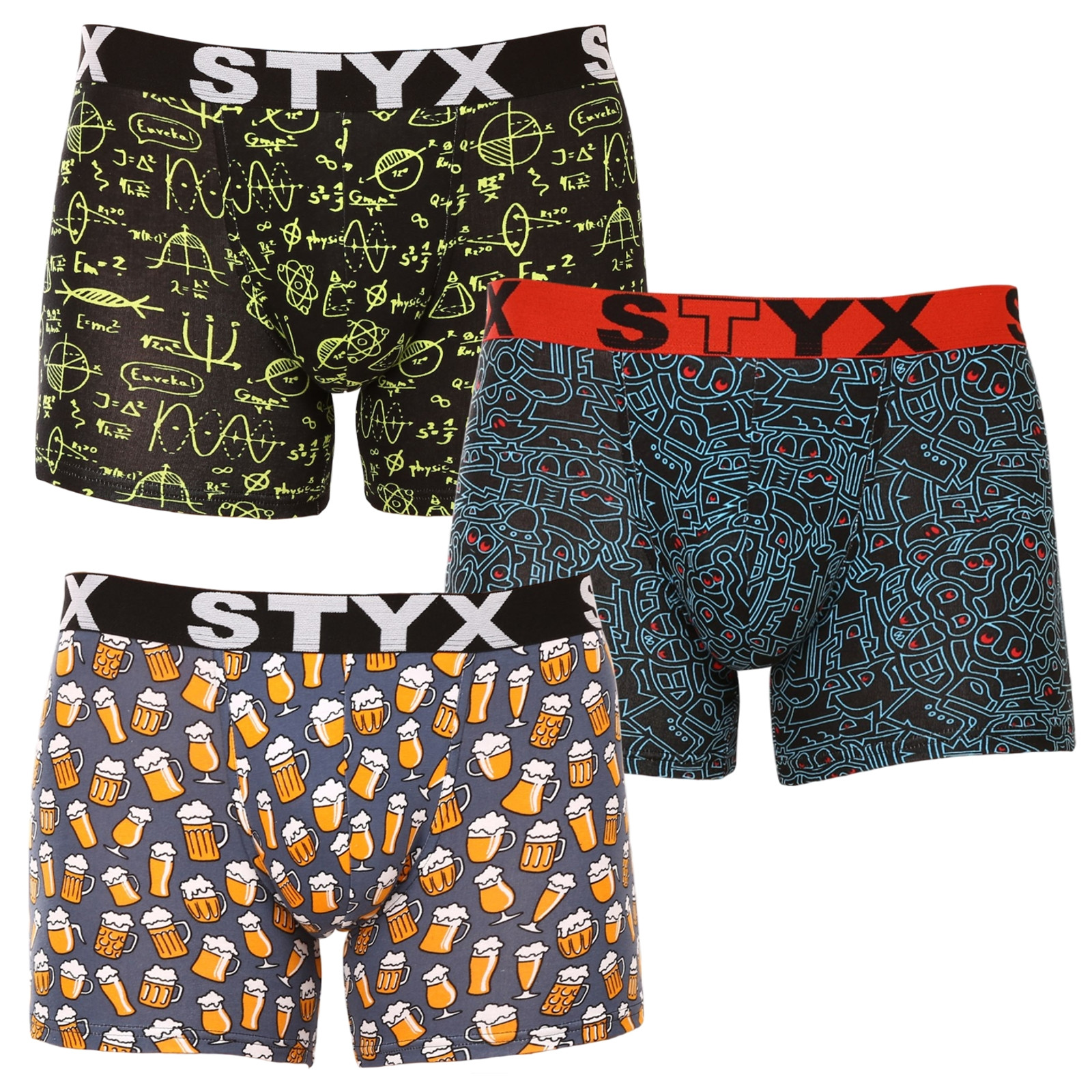 3PACK pánské boxerky Styx long art sportovní guma vícebarevné (3U12672) XXL, trenky / trenýrky