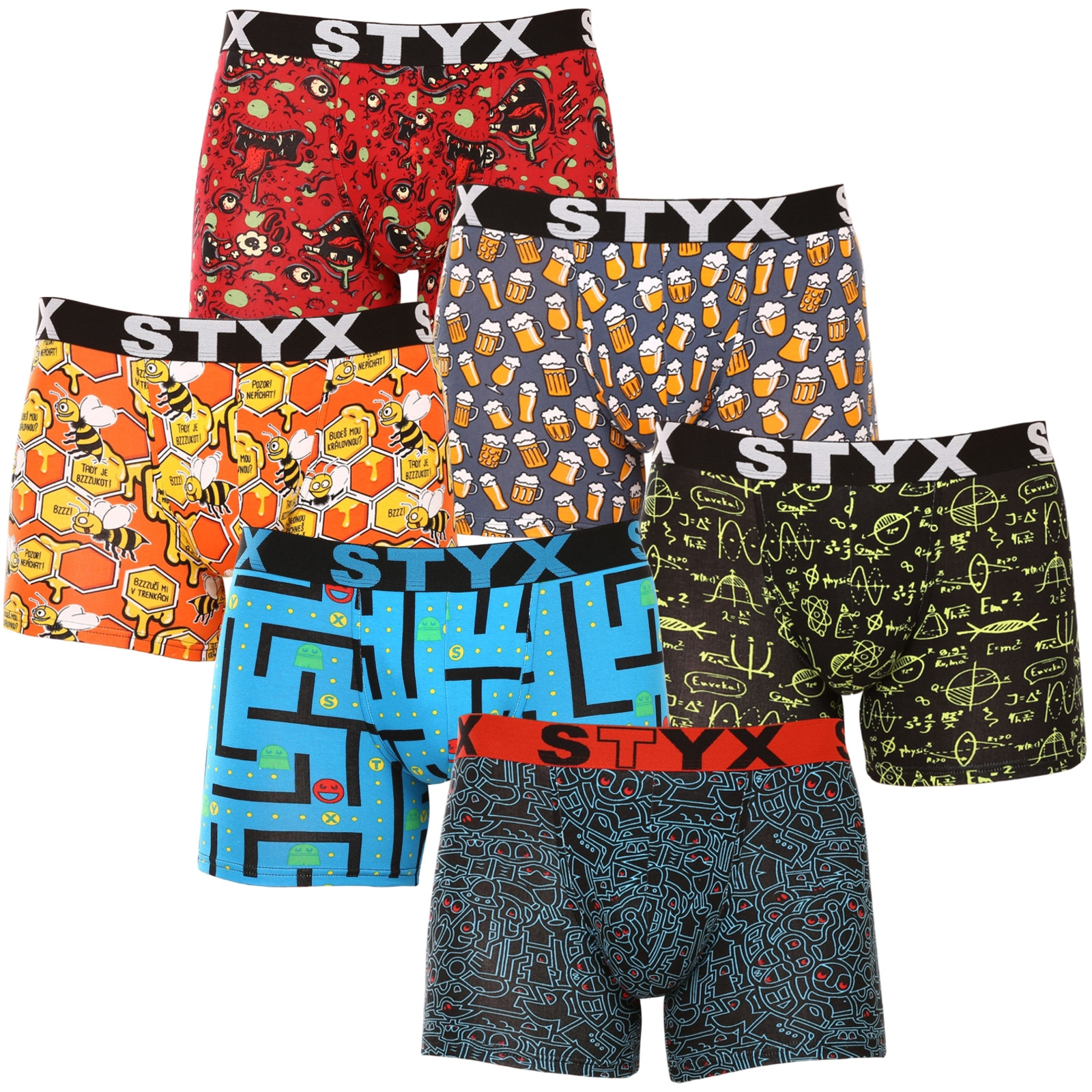 6PACK pánské boxerky Styx long art sportovní guma vícebarevné (6U12697124) L, trenky / trenýrky