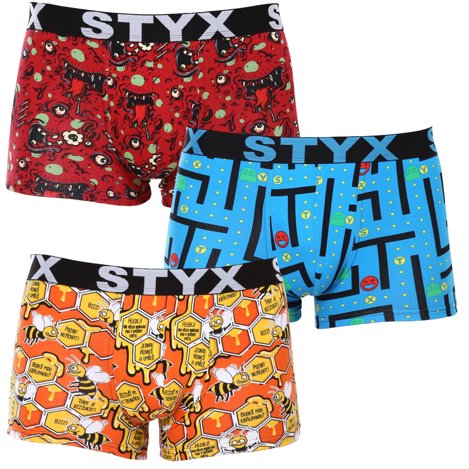 3PACK Pánské boxerky Styx art sportovní guma nadrozměr (3R12914) 3XL, trenky / trenýrky.
Boxerky Styx pro maximální komfort
Pánské boxerky Styx patří k našim nejprodávanějším produktům a my se tomu vůbec nedivíme.
Spodní prádlo Styx má styl
Boxerky a trenky české značky Styx jsou známé především pro svůj jedinečný vzhled.