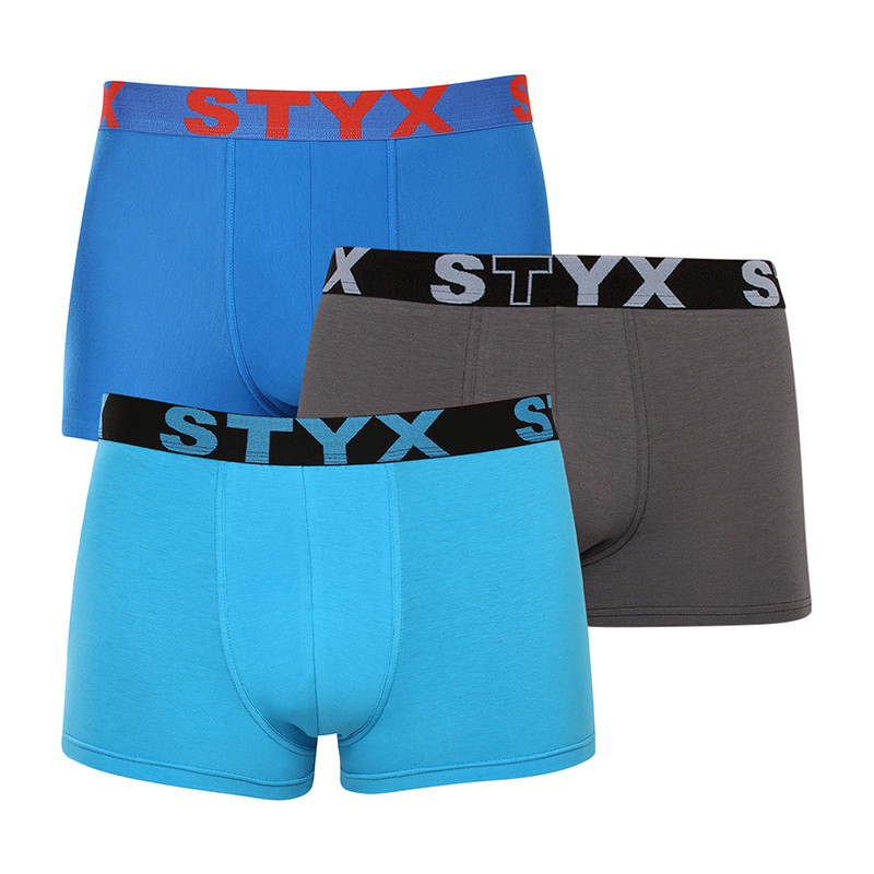 3PACK pánské boxerky Styx sportovní guma nadrozměr vícebarevné (3R10379) 4XL, trenky / trenýrky