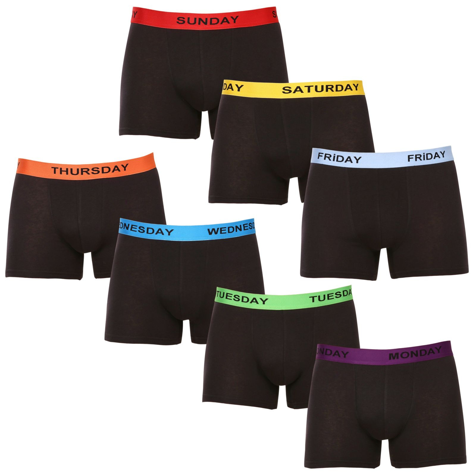 7PACK pánské boxerky Nedeto černé (7NDTB001-week) M, trenky / trenýrky