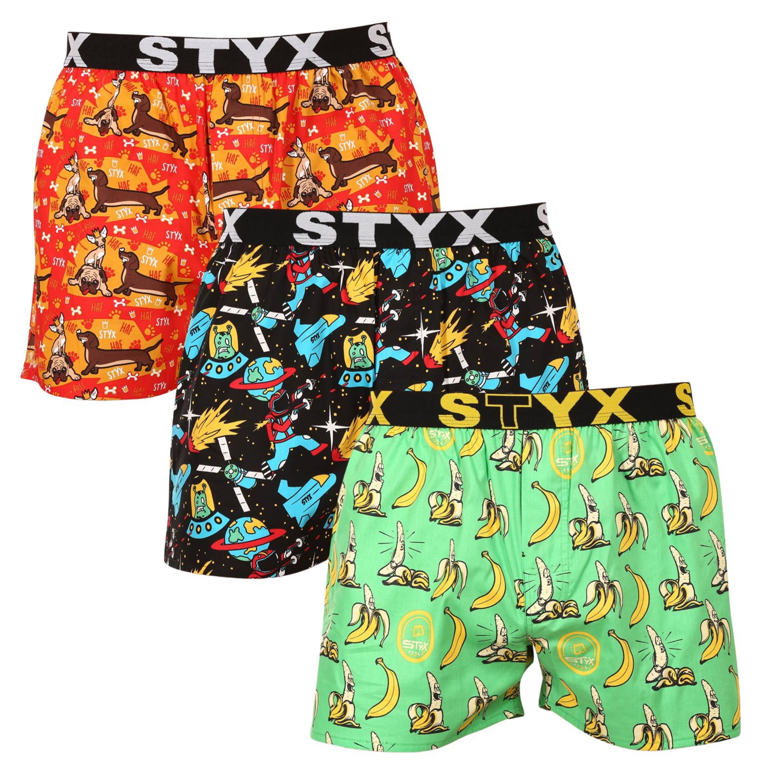 3PACK pánské trenky Styx art sportovní guma vícebarevné (3B13914) S, trenýrky