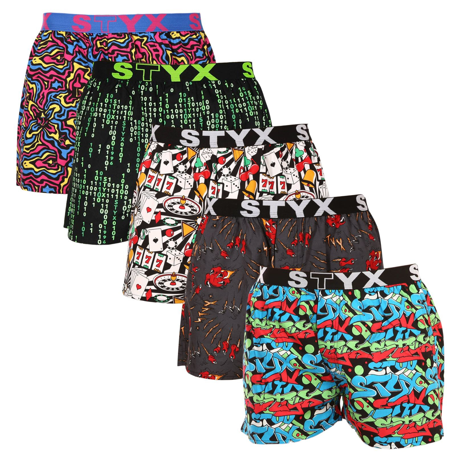 5PACK pánské trenky Styx art sportovní guma vícebarevné (5B1125023) XL, trenýrky