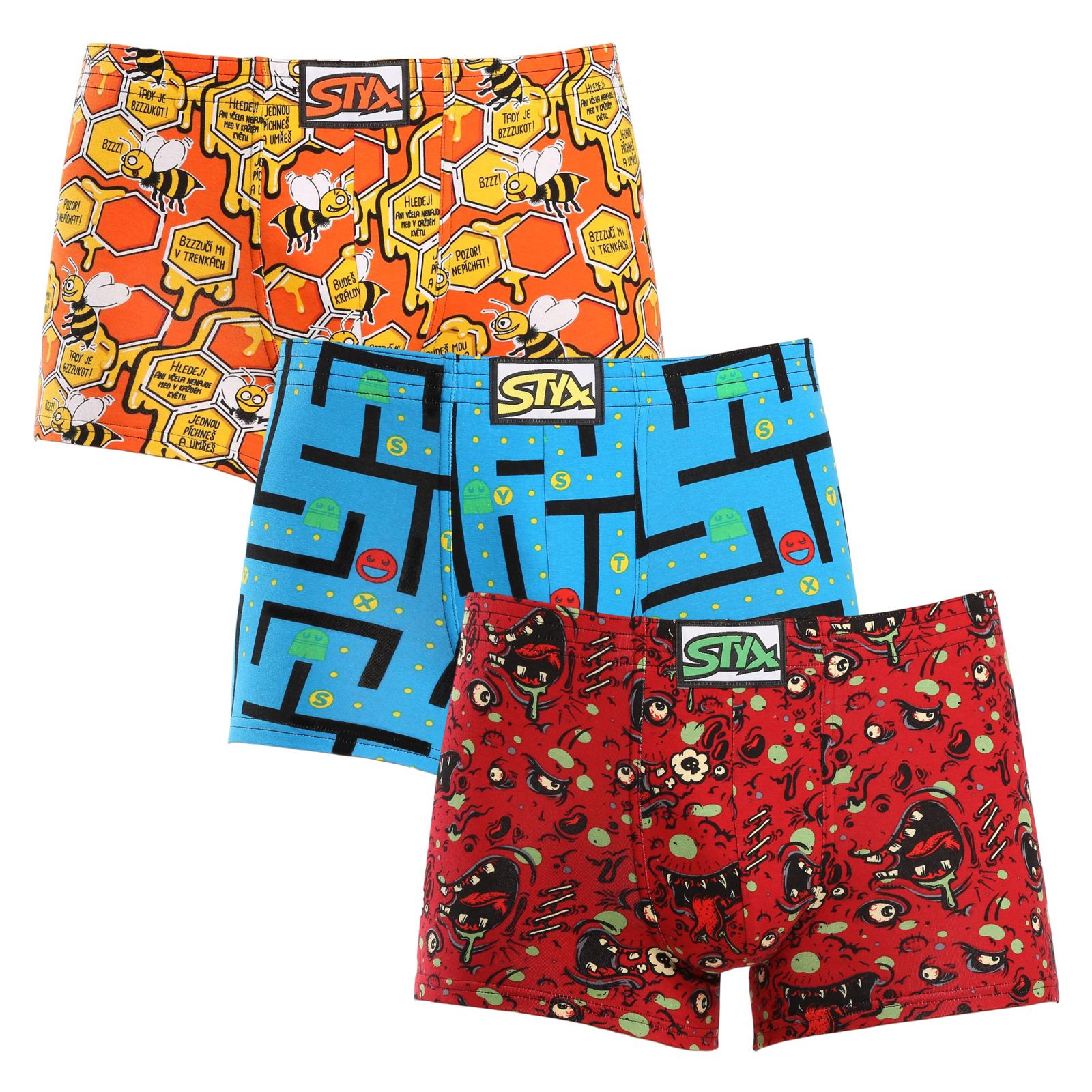 3PACK pánské boxerky Styx art klasická guma vícebarevné (3Q12914) L, trenky / trenýrky.
Boxerky Styx jsou skvělou volbou, pokud máte rádi pohodlné a kvalitní pánské spodní prádlo.
          
Boxerky Styx s přívlastkem „classic“ jsou vytvořeny z kombinace bavlny, antibakteriálního modalu a elastanu, jsou velice pohodlné na celodenní nošení a aktivity všeho druhu.
     
A jak je to s praním?