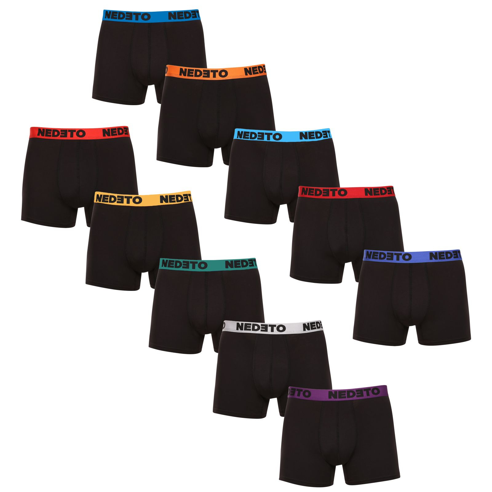 10PACK pánské boxerky Nedeto černé (10NB005) 5XL, trenky / trenýrky