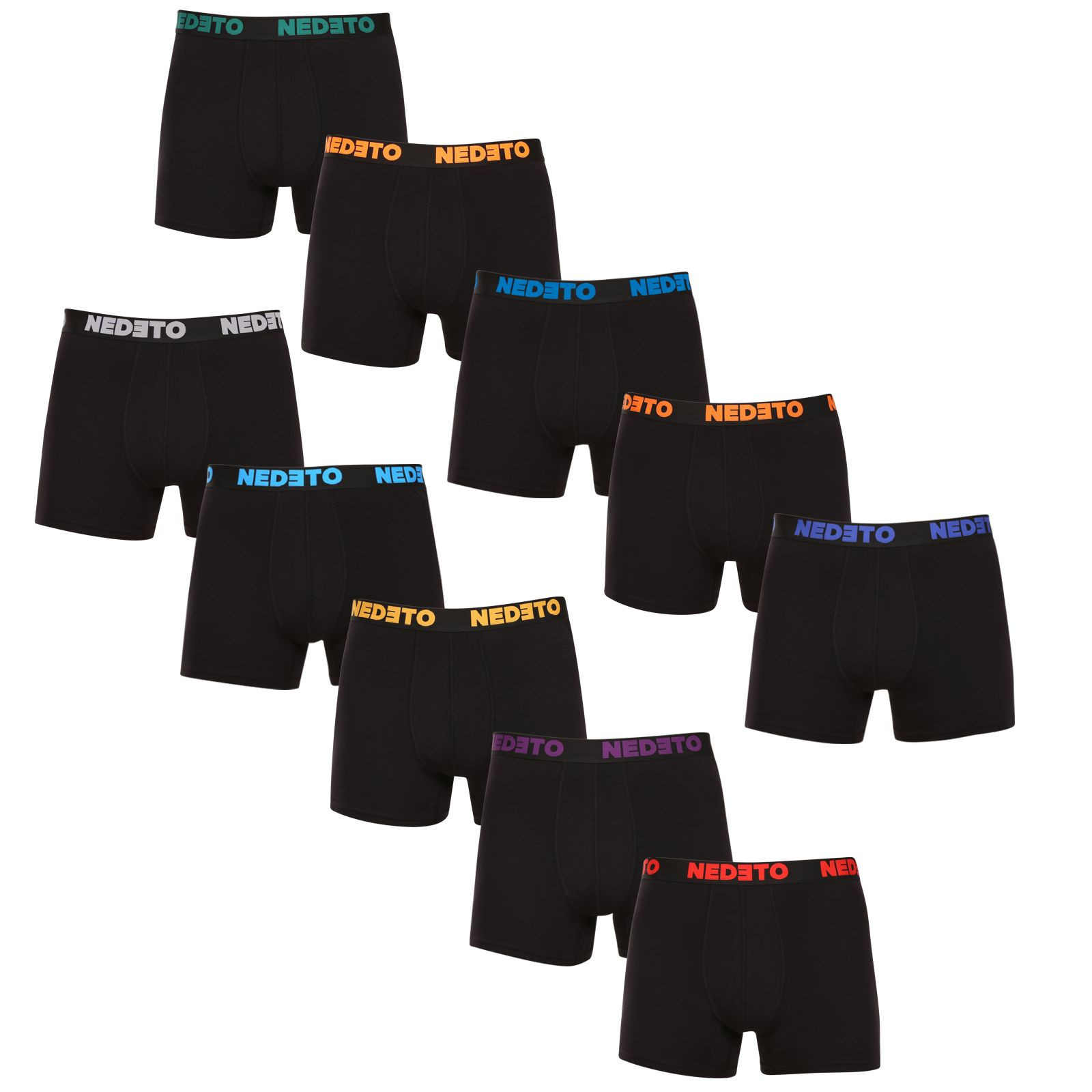 10PACK pánské boxerky Nedeto černé (10NB004b) 5XL, trenky / trenýrky