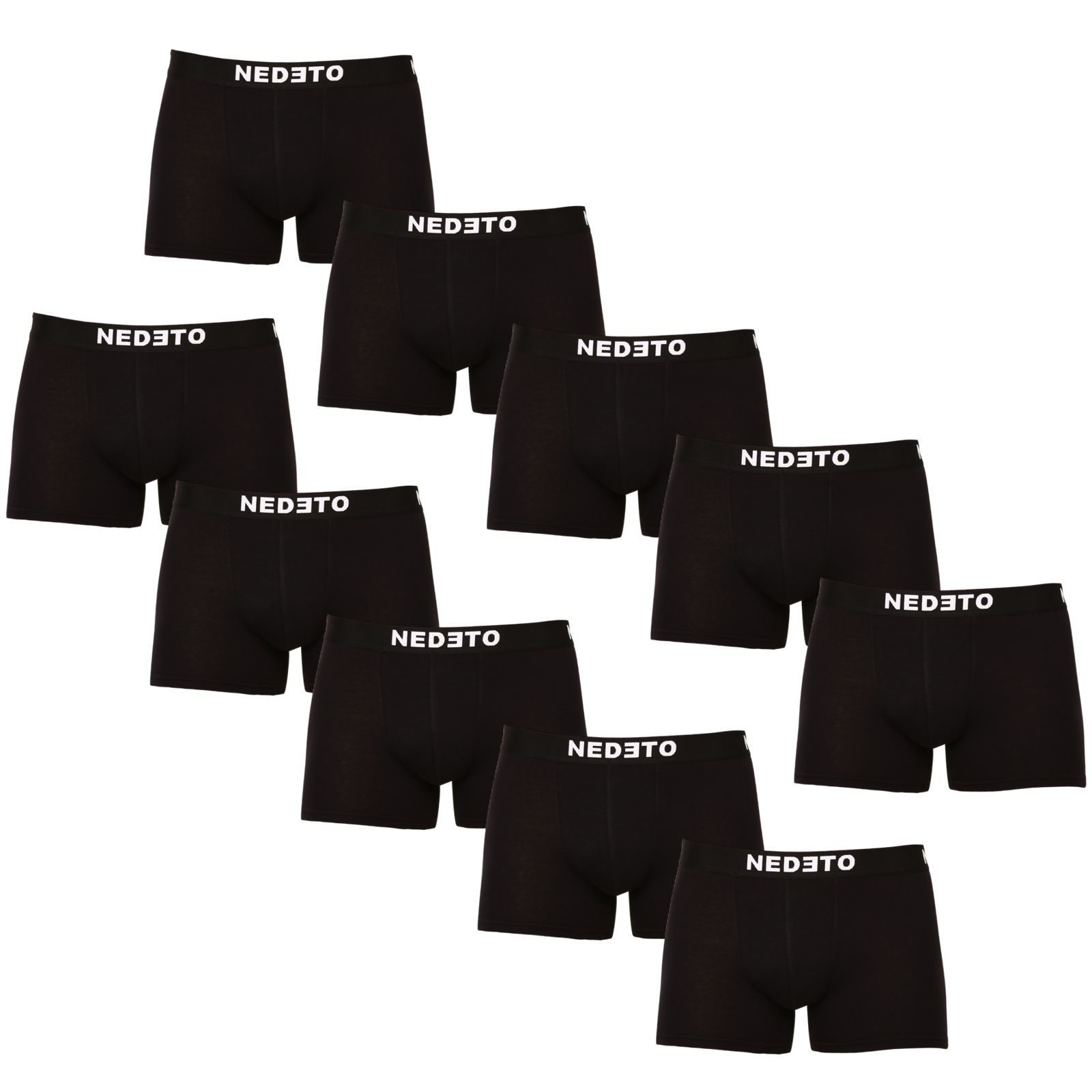 10PACK pánské boxerky Nedeto černé (10NB001b) 5XL, trenky / trenýrky