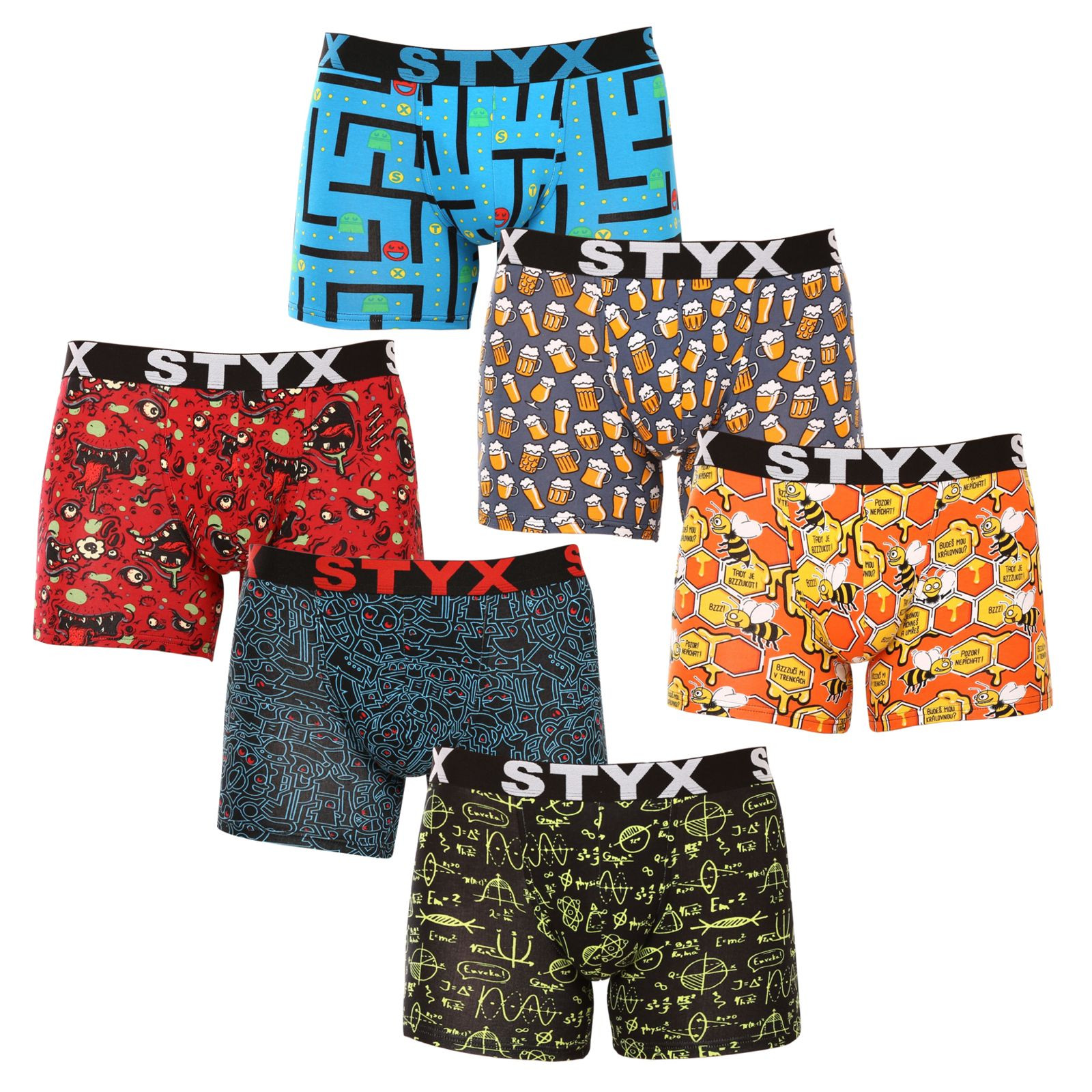 6PACK pánské boxerky Styx long art sportovní guma vícebarevné (6U12697124/2) L, trenky / trenýrky