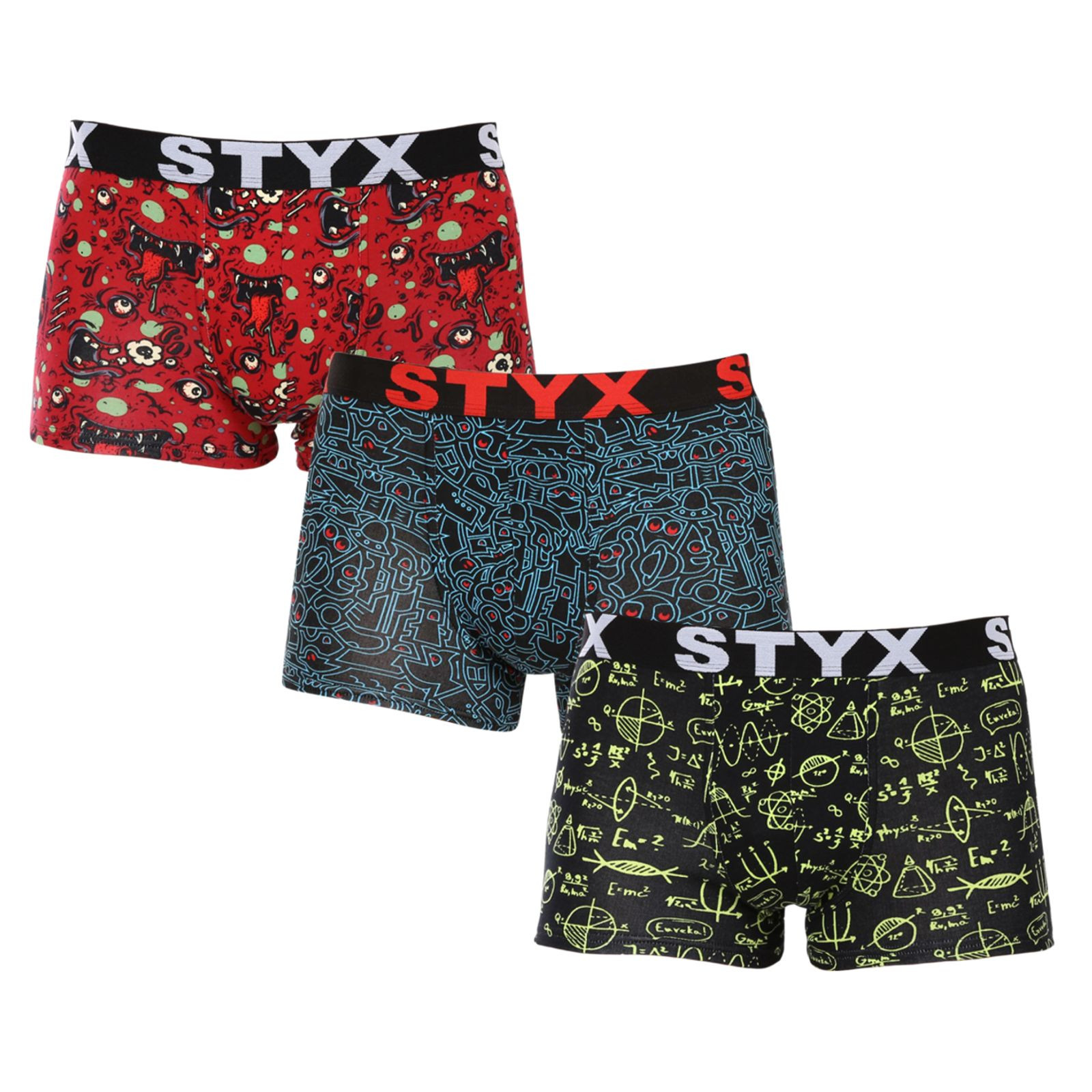 3PACK pánské boxerky Styx art sportovní guma vícebarevné (3G12612) S, trenky / trenýrky