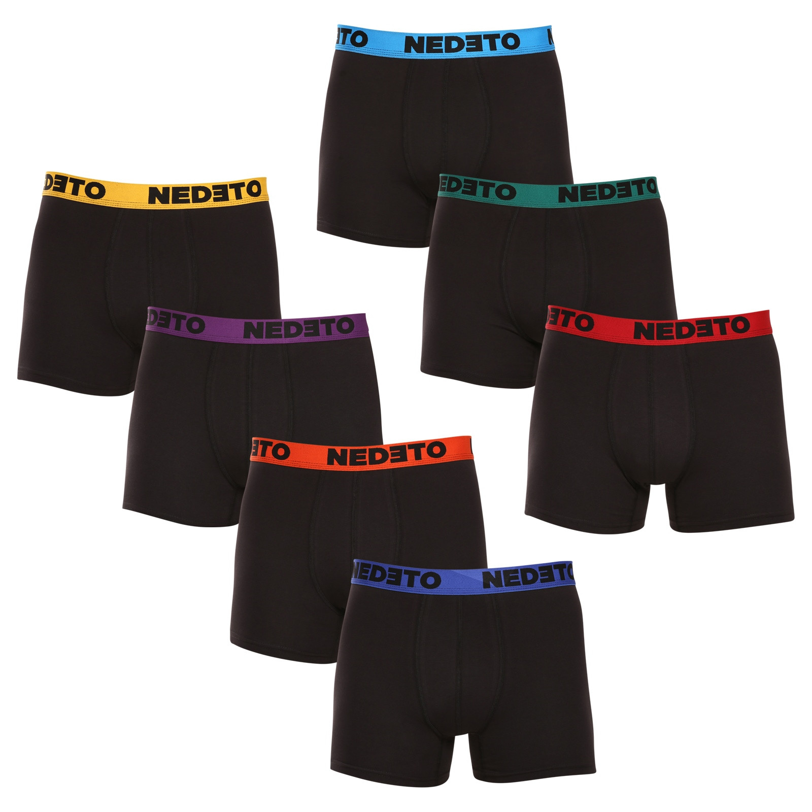 7PACK pánské boxerky Nedeto černé (7NB002b) M, trenky / trenýrky