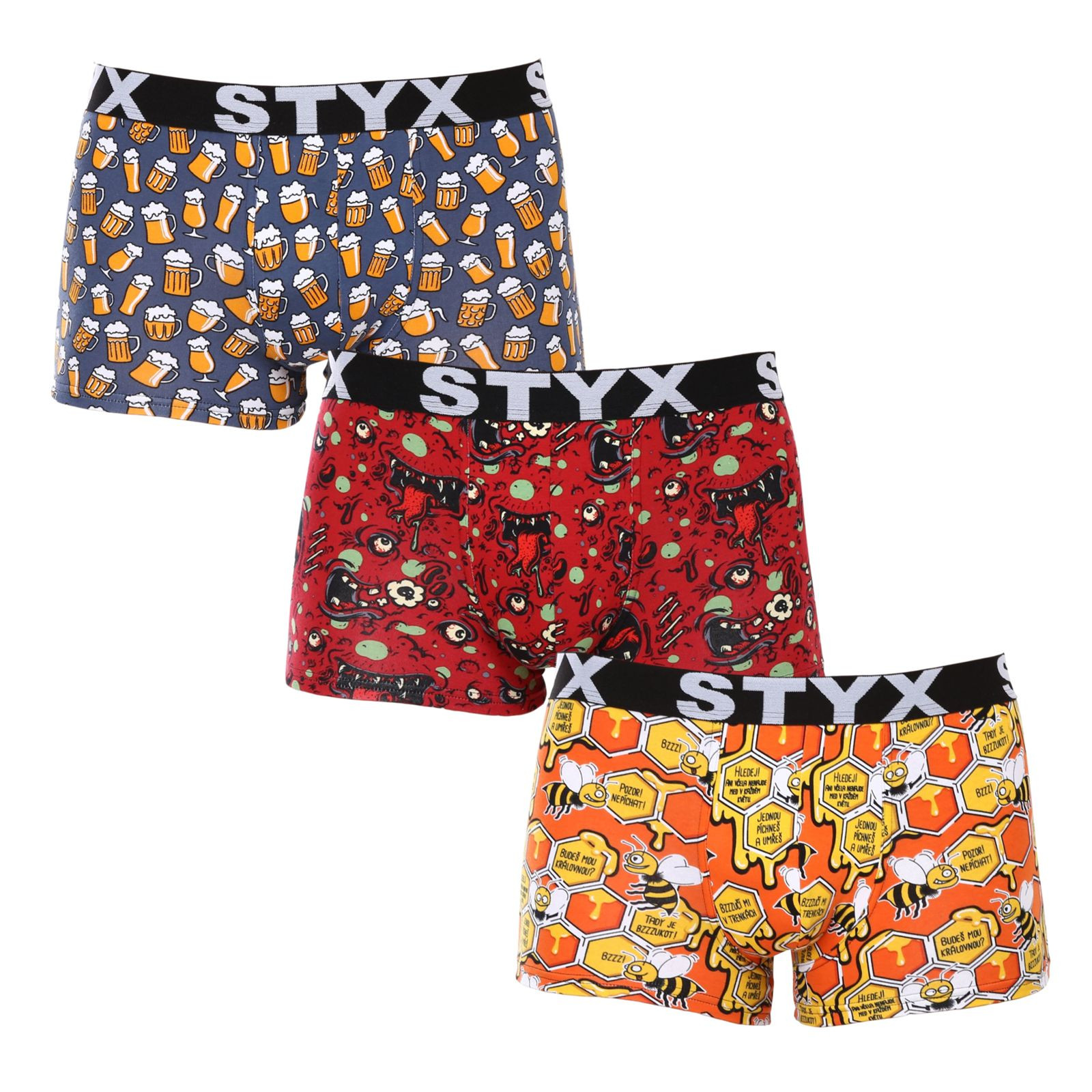 3PACK pánské boxerky Styx art sportovní guma vícebarevné (3G13714) XXL, trenky / trenýrky