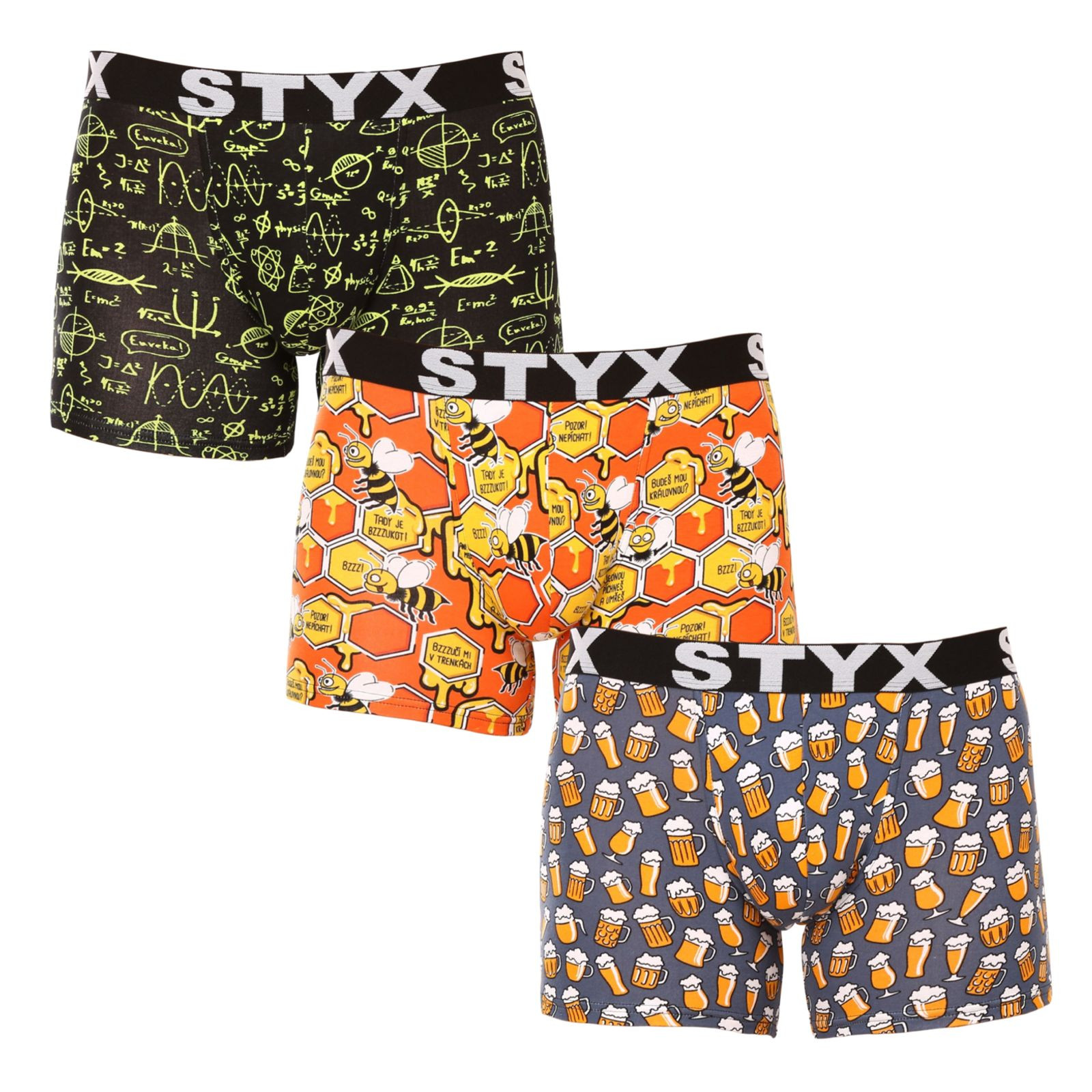 3PACK pánské boxerky Styx long art sportovní guma vícebarevné (3U13724) L, trenky / trenýrky