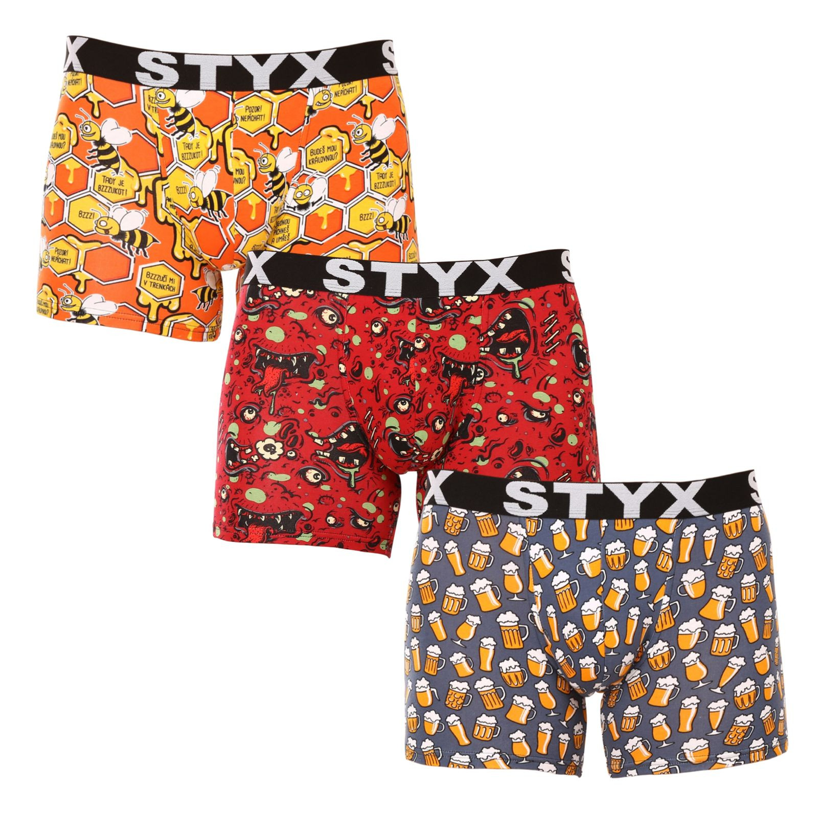 3PACK pánské boxerky Styx long art sportovní guma vícebarevné (3U13714) XXL, trenky / trenýrky