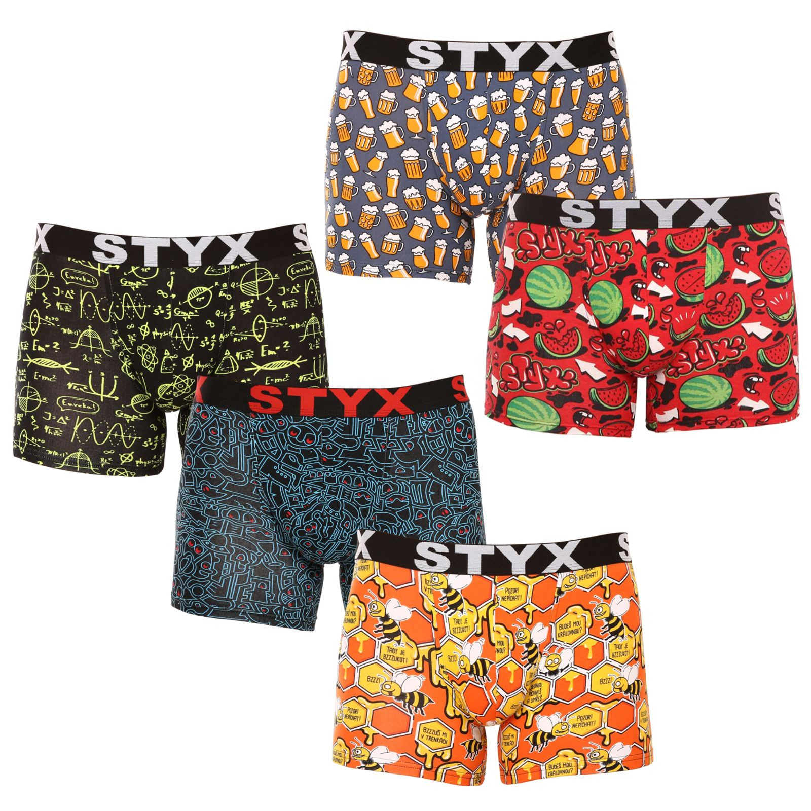 5PACK pánské boxerky Styx long art sportovní guma vícebarevné (5U1267924) XL, trenky / trenýrky