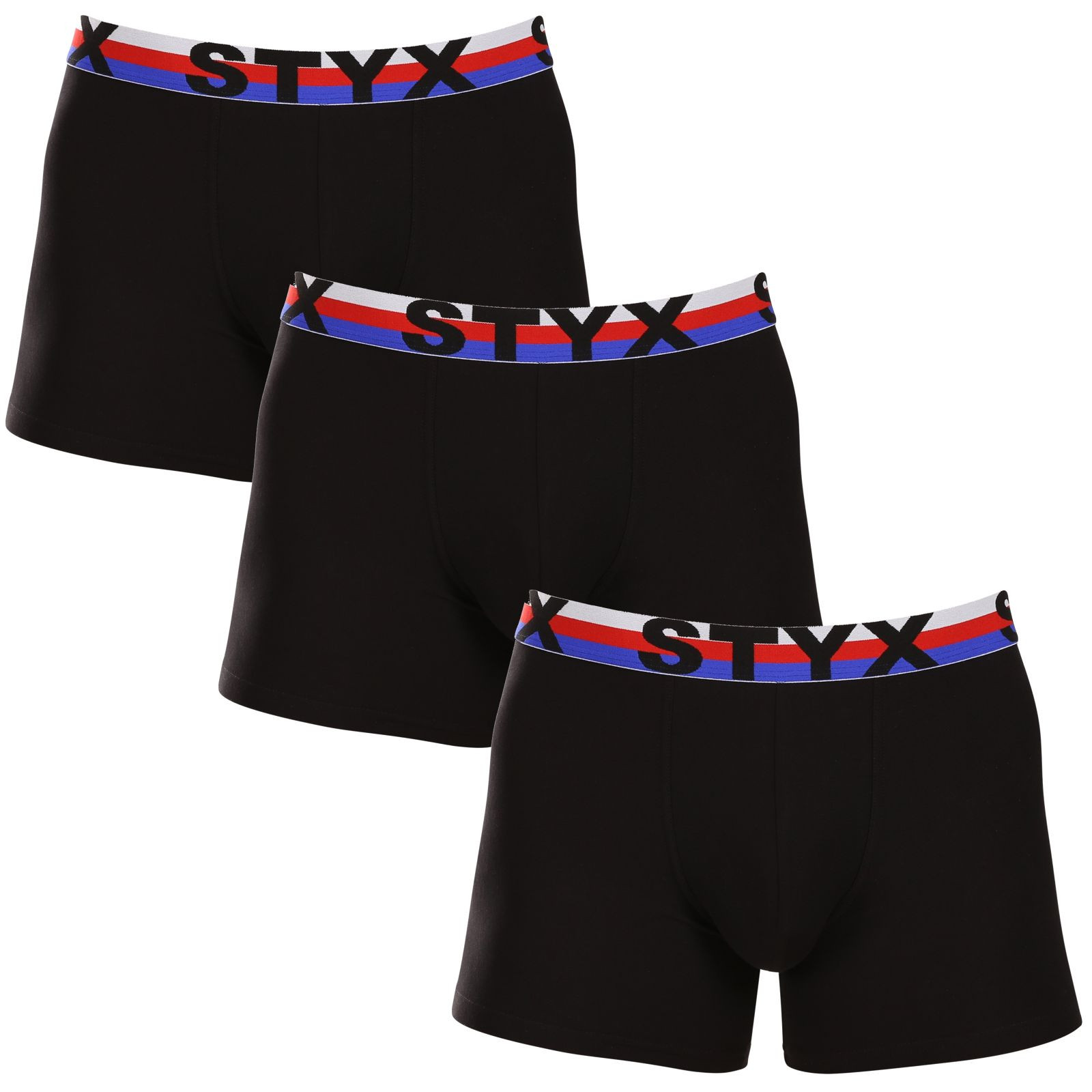 3PACK pánské boxerky Styx long sportovní guma černé trikolóra (3U1960) S, trenky / trenýrky