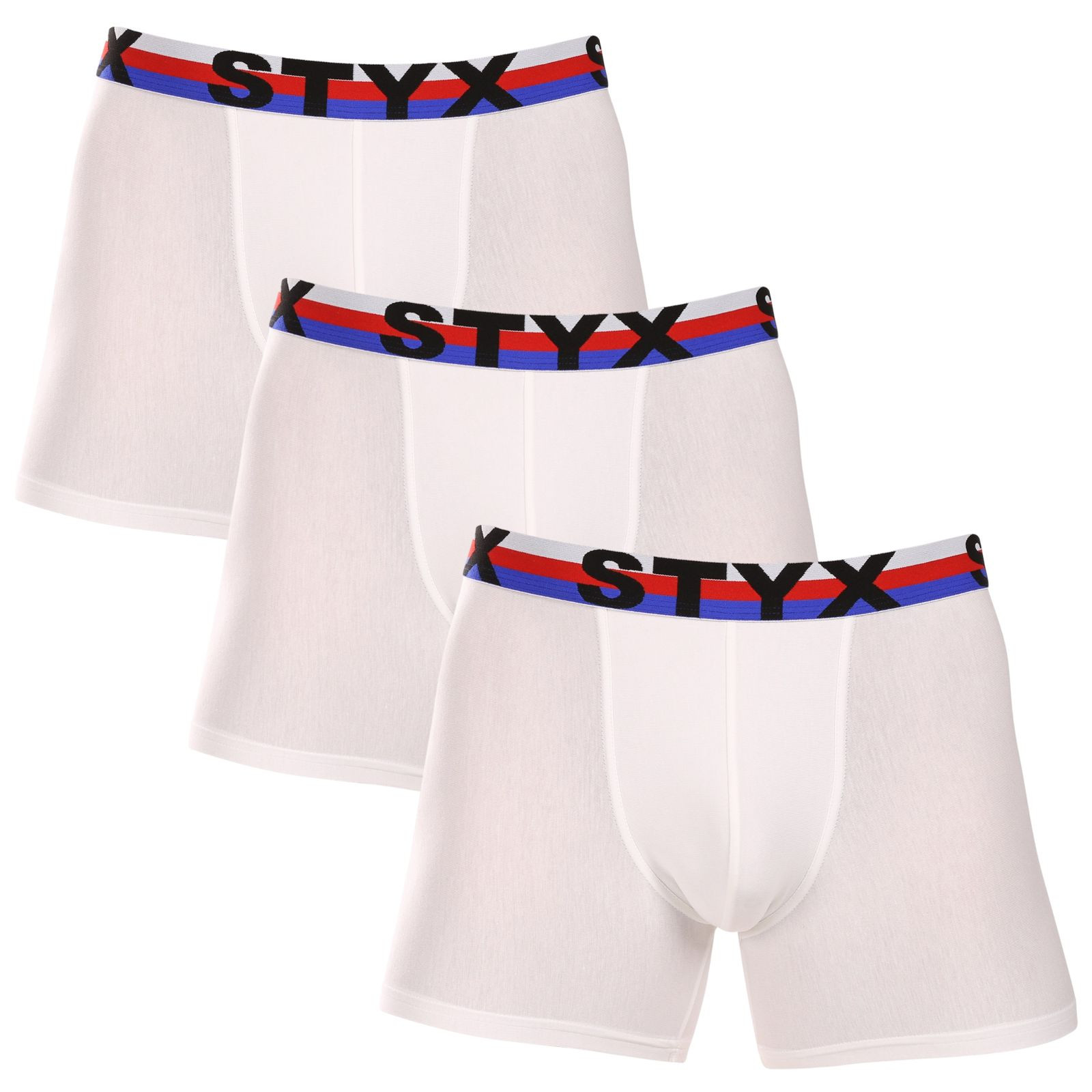 3PACK pánské boxerky Styx long sportovní guma bílé trikolóra (3U2061) S, trenky / trenýrky