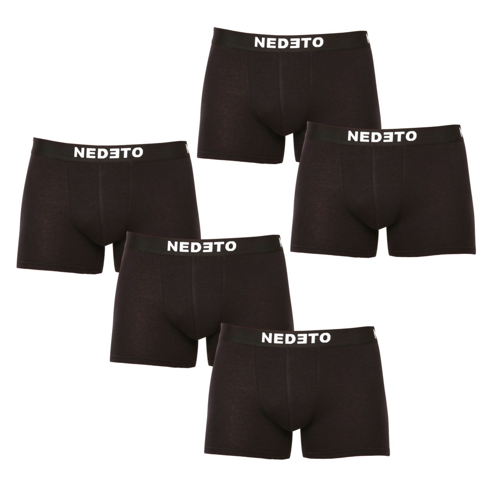 5PACK pánské boxerky Nedeto černé (5NDTB001-brand) S, trenky / trenýrky