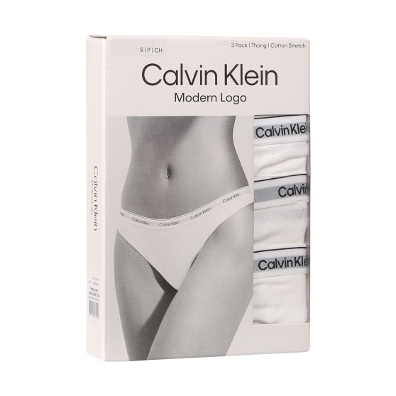 3PACK dámská tanga Calvin Klein bílá (QD5209E-100)