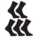 5PACK ponožky Nedeto kotníkové bambusové černé (5PBK01)