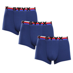 3PACK pánské boxerky Styx sportovní guma tmavě modré trikolóra (3G1968)