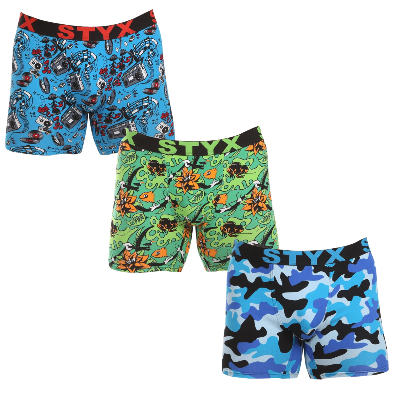 3PACK pánské boxerky Styx long art sportovní guma vícebarevné (3UN15780) L, trenky / trenýrky