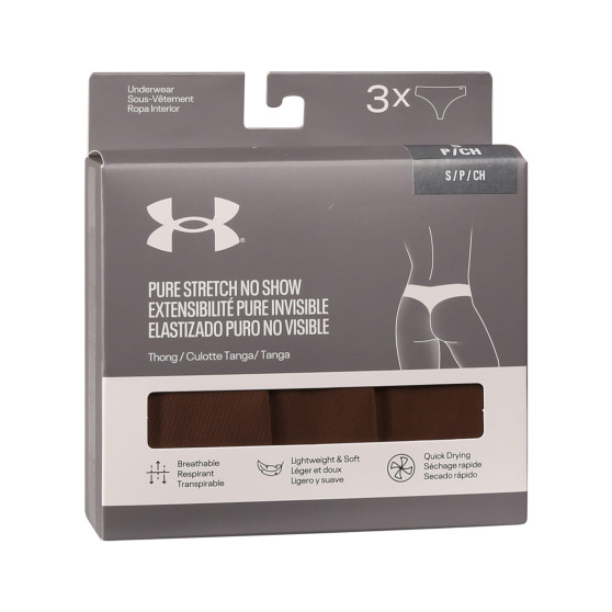 3PACK dámská tanga Under Armour hnědá (1383893 625)