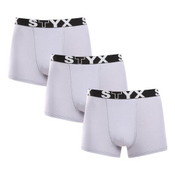 3PACK pánské boxerky Styx sportovní guma šedé (G10676767)